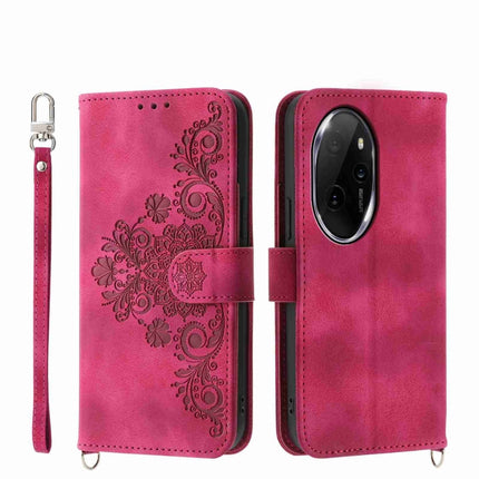 Skin Feel Flowers Embossed Wallet Leather Phone Case, For Honor X8b, For Honor 100 Pro, For Honor 100, For Honor X9b