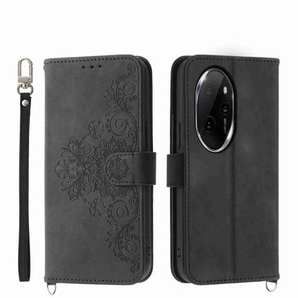 Skin Feel Flowers Embossed Wallet Leather Phone Case, For Honor X8b, For Honor 100 Pro, For Honor 100, For Honor X9b