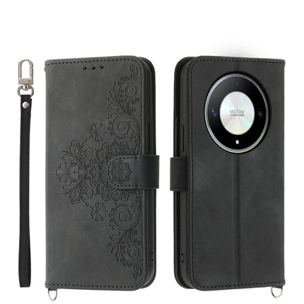 Skin Feel Flowers Embossed Wallet Leather Phone Case, For Honor X8b, For Honor 100 Pro, For Honor 100, For Honor X9b