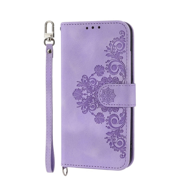 Skin Feel Flowers Embossed Wallet Leather Phone Case, For Honor X8b, For Honor 100 Pro, For Honor 100, For Honor X9b