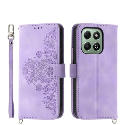 Skin Feel Flowers Embossed Wallet Leather Phone Case, For Honor X60i, For Honor X6b, For Honor 200 Lite Global, For Honor Magic6 Pro