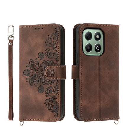 Skin Feel Flowers Embossed Wallet Leather Phone Case, For Honor X60i, For Honor X6b, For Honor 200 Lite Global, For Honor Magic6 Pro