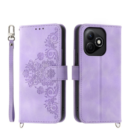 Skin Feel Flowers Embossed Wallet Leather Phone Case, For Honor X60i, For Honor X6b, For Honor 200 Lite Global, For Honor Magic6 Pro