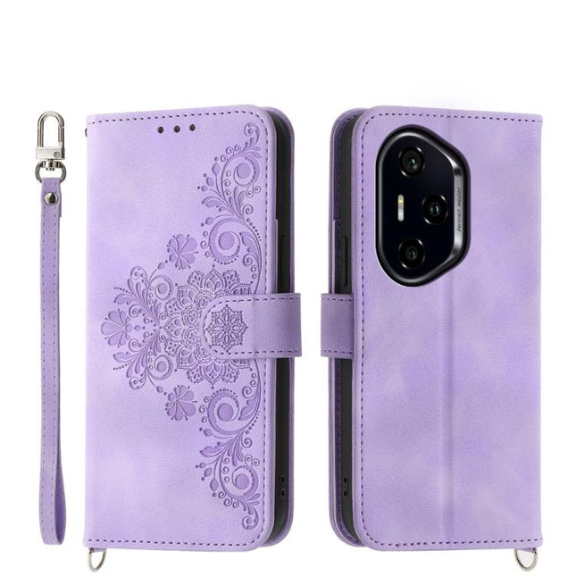 Skin Feel Flowers Embossed Wallet Leather Phone Case, For Honor 300 Pro / 300 Ultra, For Honor X60i, For Honor X6b, For Honor 200 Lite Global