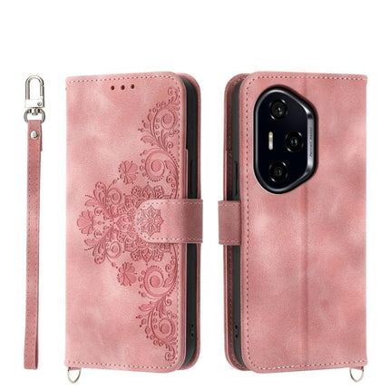 Skin Feel Flowers Embossed Wallet Leather Phone Case, For Honor 400 Global 156.5mm, For Honor X8c 4G, For Honor X9c Global / Magic7 Lite, For Honor 300 Pro / 300 Ultra