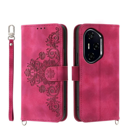 Skin Feel Flowers Embossed Wallet Leather Phone Case, For Honor 400 Global 156.5mm, For Honor X8c 4G, For Honor X9c Global / Magic7 Lite, For Honor 300 Pro / 300 Ultra