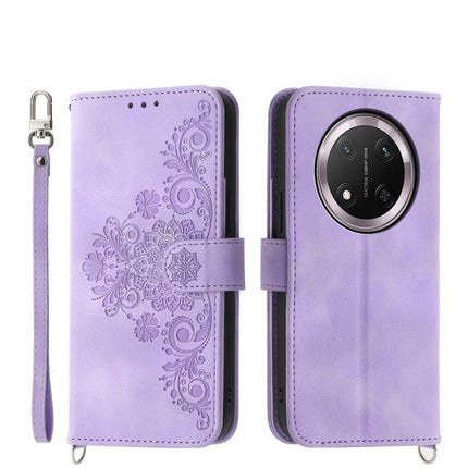 Skin Feel Flowers Embossed Wallet Leather Phone Case, For Honor 400 Global 156.5mm, For Honor X8c 4G, For Honor X9c Global / Magic7 Lite, For Honor 300 Pro / 300 Ultra