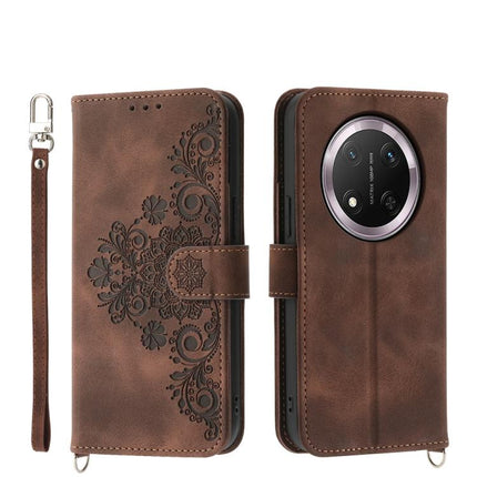 Skin Feel Flowers Embossed Wallet Leather Phone Case, For Honor 400 Global 156.5mm, For Honor X8c 4G, For Honor X9c Global / Magic7 Lite, For Honor 300 Pro / 300 Ultra