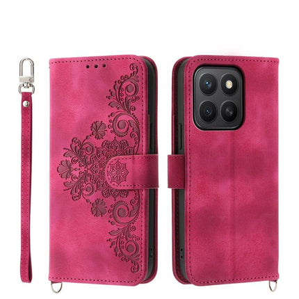 Skin Feel Flowers Embossed Wallet Leather Phone Case, For Honor 400 Lite Global, For Honor 400 Global 156.5mm, For Honor X8c 4G, For Honor X9c Global / Magic7 Lite