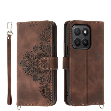 Skin Feel Flowers Embossed Wallet Leather Phone Case, For Honor 400 Global 156.5mm, For Honor X8c 4G, For Honor X9c Global / Magic7 Lite, For Honor 300 Pro / 300 Ultra