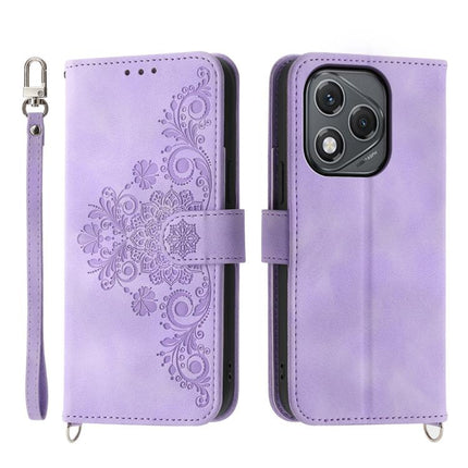 Skin Feel Flowers Embossed Wallet Leather Phone Case, For Honor X9d 5G / X70 5G, For Honor X6c 4G / X5b / X5b Plus, For Honor 400 Pro Global 160.8mm, For Honor 400 Lite Global