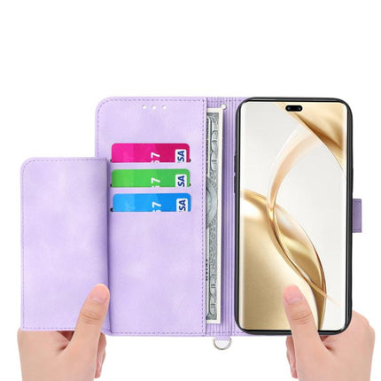 Skin Feel Flowers Embossed Wallet Leather Phone Case, For Honor 400 Lite Global, For Honor 400 Global 156.5mm, For Honor X8c 4G, For Honor X9c Global / Magic7 Lite