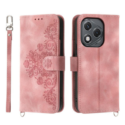 Skin Feel Flowers Embossed Wallet Leather Phone Case, For Honor 400 Lite Global, For Honor 400 Global 156.5mm, For Honor X8c 4G, For Honor X9c Global / Magic7 Lite