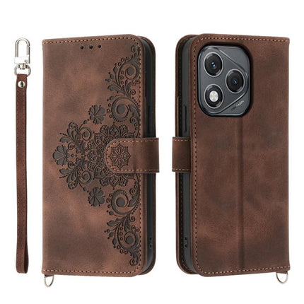 Skin Feel Flowers Embossed Wallet Leather Phone Case, For Honor X9d 5G / X70 5G, For Honor X6c 4G / X5b / X5b Plus, For Honor 400 Pro Global 160.8mm, For Honor 400 Lite Global