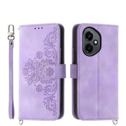 Skin Feel Flowers Embossed Wallet Leather Phone Case, For Honor 400 Global 156.5mm, For Honor X8c 4G, For Honor X9c Global / Magic7 Lite, For Honor 300 Pro / 300 Ultra