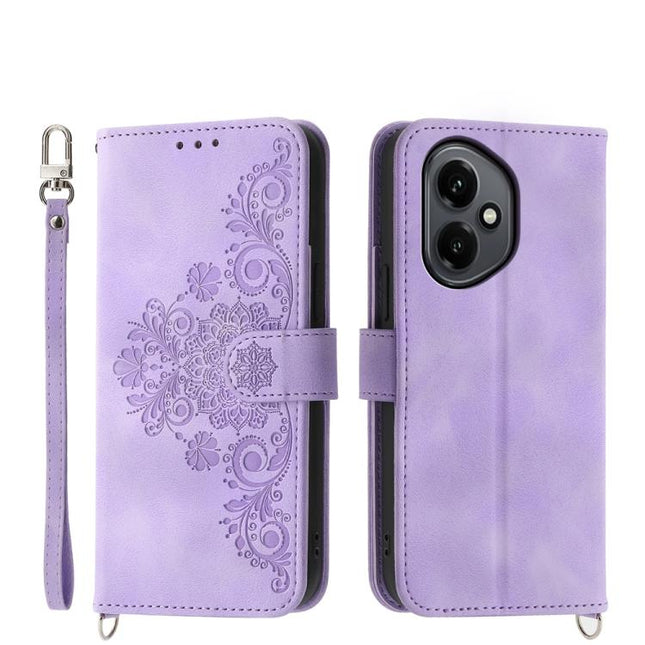 Skin Feel Flowers Embossed Wallet Leather Phone Case, For Honor 400 Global 156.5mm, For Honor X8c 4G, For Honor X9c Global / Magic7 Lite, For Honor 300 Pro / 300 Ultra
