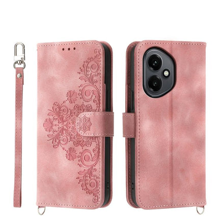 Skin Feel Flowers Embossed Wallet Leather Phone Case, For Honor 400 Global 156.5mm, For Honor X8c 4G, For Honor X9c Global / Magic7 Lite, For Honor 300 Pro / 300 Ultra