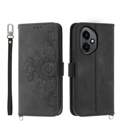 Skin Feel Flowers Embossed Wallet Leather Phone Case, For Honor 400 Global 156.5mm, For Honor X8c 4G, For Honor X9c Global / Magic7 Lite, For Honor 300 Pro / 300 Ultra