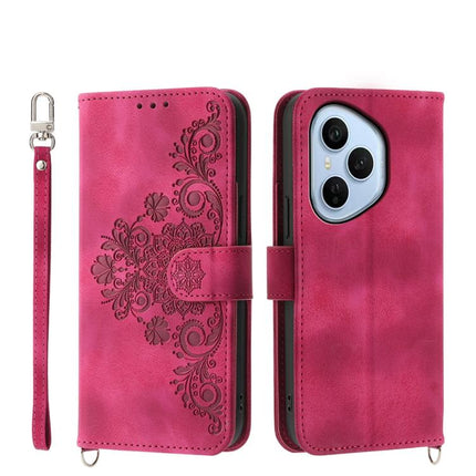 Skin Feel Flowers Embossed Wallet Leather Phone Case, For Honor X9d 5G / X70 5G, For Honor X6c 4G / X5b / X5b Plus, For Honor 400 Pro Global 160.8mm, For Honor 400 Lite Global