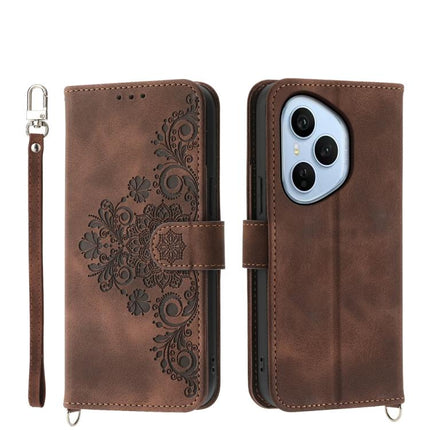 Skin Feel Flowers Embossed Wallet Leather Phone Case, For Honor X9d 5G / X70 5G, For Honor X6c 4G / X5b / X5b Plus, For Honor 400 Pro Global 160.8mm, For Honor 400 Lite Global