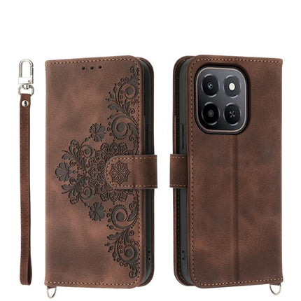 Skin Feel Flowers Embossed Wallet Leather Phone Case, For Honor X9d 5G / X70 5G, For Honor X6c 4G / X5b / X5b Plus, For Honor 400 Pro Global 160.8mm, For Honor 400 Lite Global