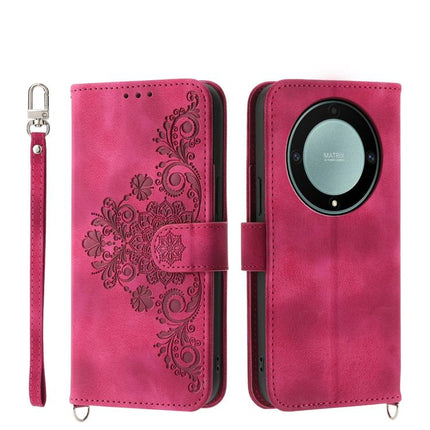 Skin Feel Flowers Embossed Wallet Leather Phone Case, For Honor 600 Global / 600 Pro Global, For Honor X9d 5G / X70 5G, For Honor X6c 4G / X5b / X5b Plus, For Honor 400 Pro Global 160.8mm