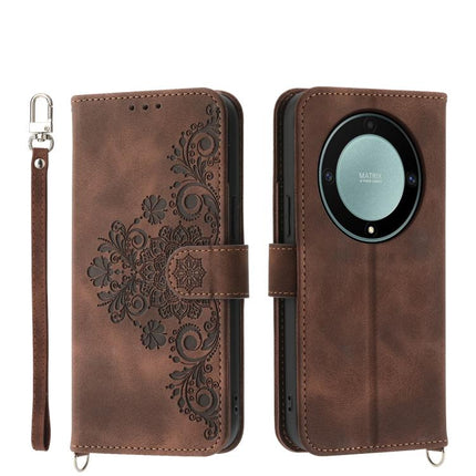 Skin Feel Flowers Embossed Wallet Leather Phone Case, For Honor 600 Global / 600 Pro Global, For Honor X9d 5G / X70 5G, For Honor X6c 4G / X5b / X5b Plus, For Honor 400 Pro Global 160.8mm