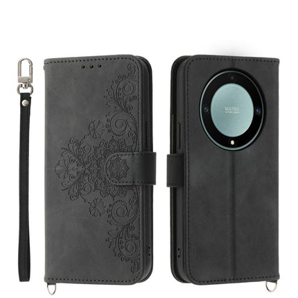 Skin Feel Flowers Embossed Wallet Leather Phone Case, For Honor X9d 5G / X70 5G, For Honor X6c 4G / X5b / X5b Plus, For Honor 400 Pro Global 160.8mm, For Honor 400 Lite Global