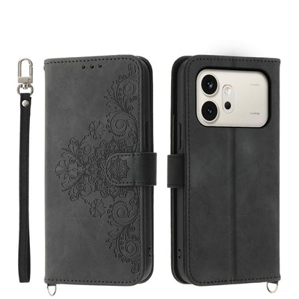 Skin Feel Flowers Embossed Wallet Leather Phone Case, For Honor 600 Global / 600 Pro Global, For Honor X9d 5G / X70 5G, For Honor X6c 4G / X5b / X5b Plus, For Honor 400 Pro Global 160.8mm