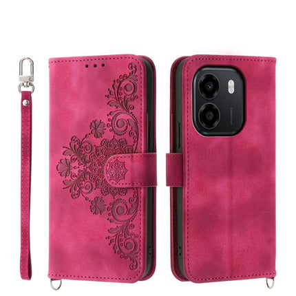 Skin Feel Flowers Embossed Wallet Leather Phone Case, For Honor 600 Global / 600 Pro Global, For Honor X9d 5G / X70 5G, For Honor X6c 4G / X5b / X5b Plus, For Honor 400 Pro Global 160.8mm