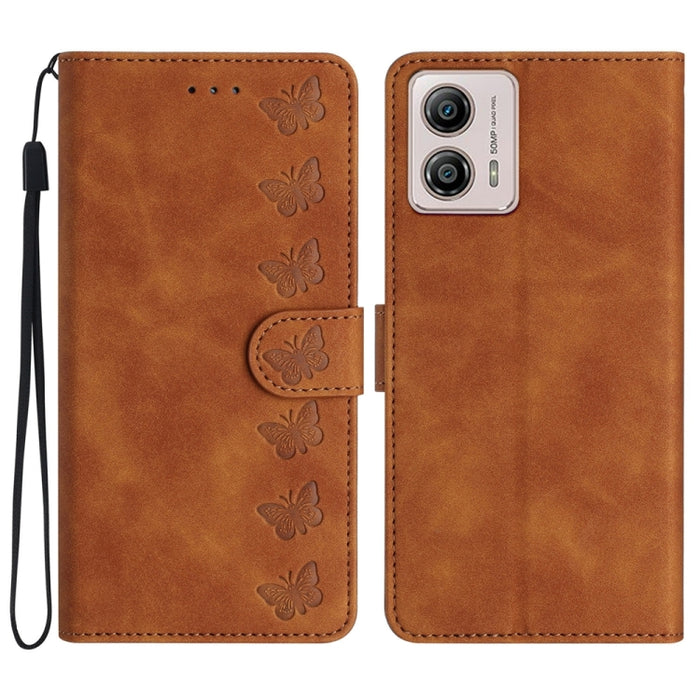 Seven Butterflies Embossed Leather Phone Case, For Motorola Moto G73, For Motorola Moto E22, For Motorola Moto G42, For Motorola Moto G62