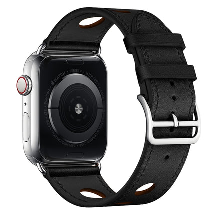 Leather Three Holes Replacement Strap Watchband, For Apple Watch Series 8&7 41mm / SE 2&6&SE&5&4 40mm / 3&2&1 38mm, For Apple Watch Series 7 45mm / 6 & SE & 5 & 4 44mm / 3 & 2 & 1 42mm, For Apple Watch Series 7 41mm / 6 & SE & 5 & 4 40mm / 3 & 2 & 1 38...