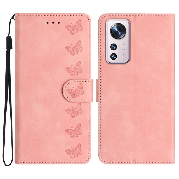 Seven Butterflies Embossed Leather Phone Case, For Xiaomi Redmi 13C 4G, For Xiaomi 12 Lite, For Xiaomi 12 Pro, For Xiaomi 12T / 12T Pro