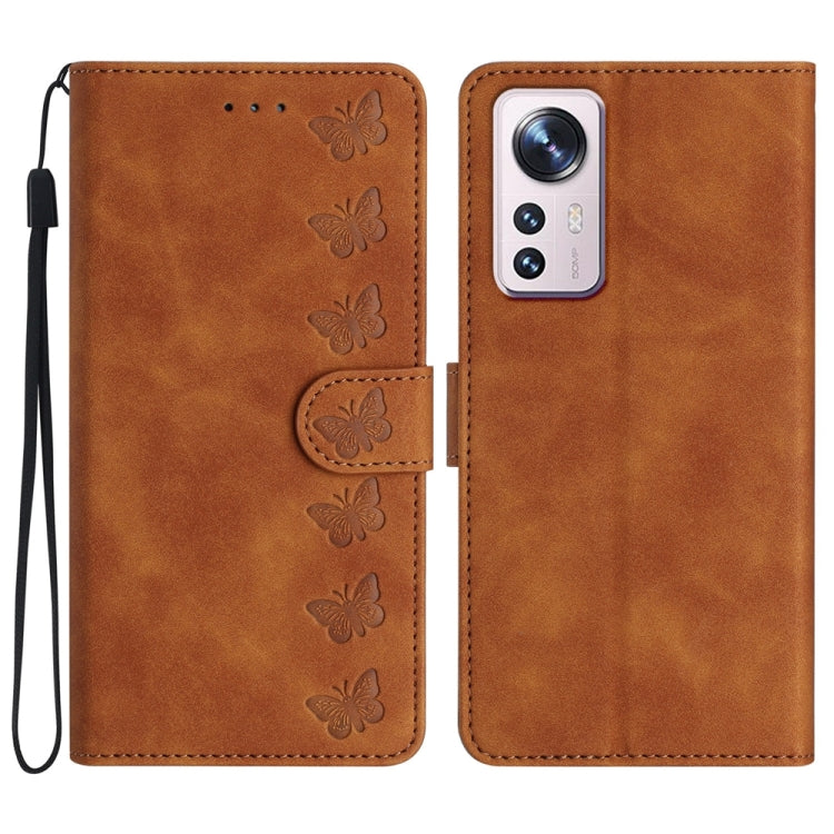 Seven Butterflies Embossed Leather Phone Case, For Xiaomi Redmi 13C 4G, For Xiaomi 12 Lite, For Xiaomi 12 Pro, For Xiaomi 12T / 12T Pro
