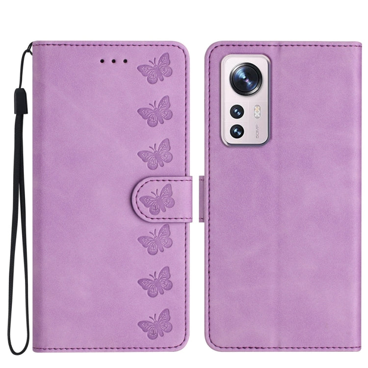 Seven Butterflies Embossed Leather Phone Case, For Xiaomi Redmi 13C 4G, For Xiaomi 12 Lite, For Xiaomi 12 Pro, For Xiaomi 12T / 12T Pro