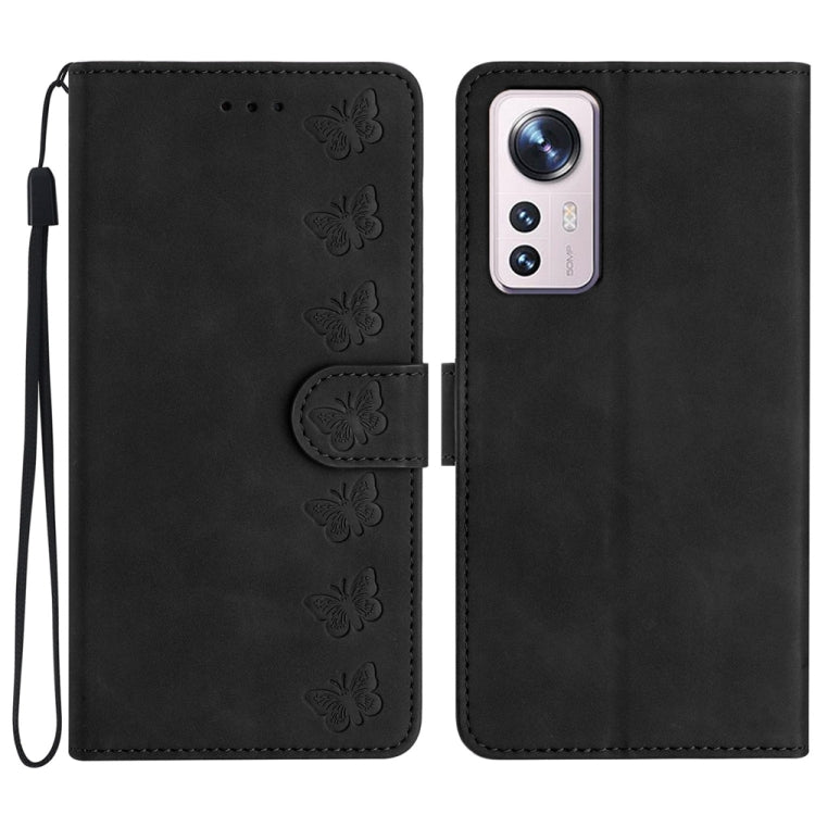 Seven Butterflies Embossed Leather Phone Case, For Xiaomi Redmi 13C 4G, For Xiaomi 12 Lite, For Xiaomi 12 Pro, For Xiaomi 12T / 12T Pro