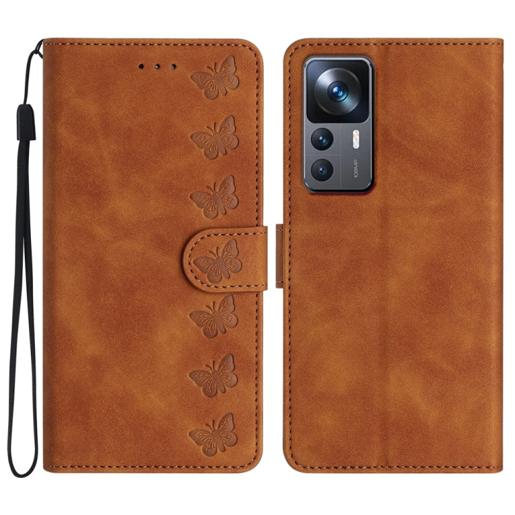 Seven Butterflies Embossed Leather Phone Case, For Xiaomi Redmi 13C 4G, For Xiaomi 12 Lite, For Xiaomi 12 Pro, For Xiaomi 12T / 12T Pro