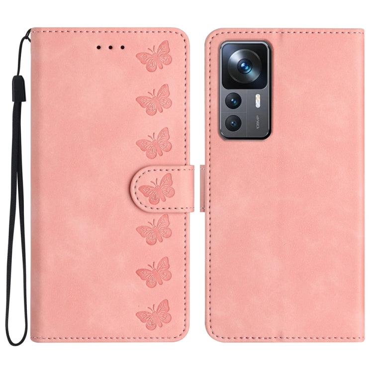 Seven Butterflies Embossed Leather Phone Case, For Xiaomi Redmi 13C 4G, For Xiaomi 12 Lite, For Xiaomi 12 Pro, For Xiaomi 12T / 12T Pro