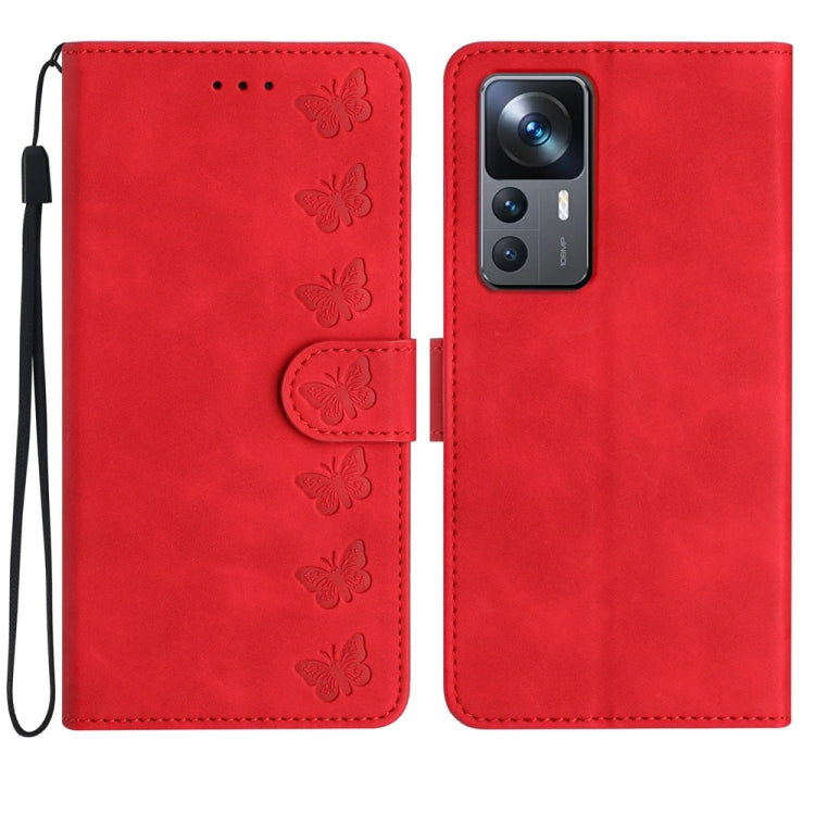 Seven Butterflies Embossed Leather Phone Case, For Xiaomi Redmi 13C 4G, For Xiaomi 12 Lite, For Xiaomi 12 Pro, For Xiaomi 12T / 12T Pro