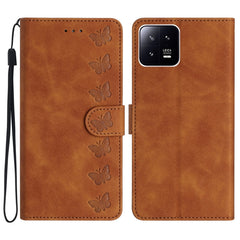 Seven Butterflies Embossed Leather Phone Case, For Xiaomi 13, For Xiaomi 13 Pro, For Xiaomi 13T, For Xiaomi Mi 11 Pro