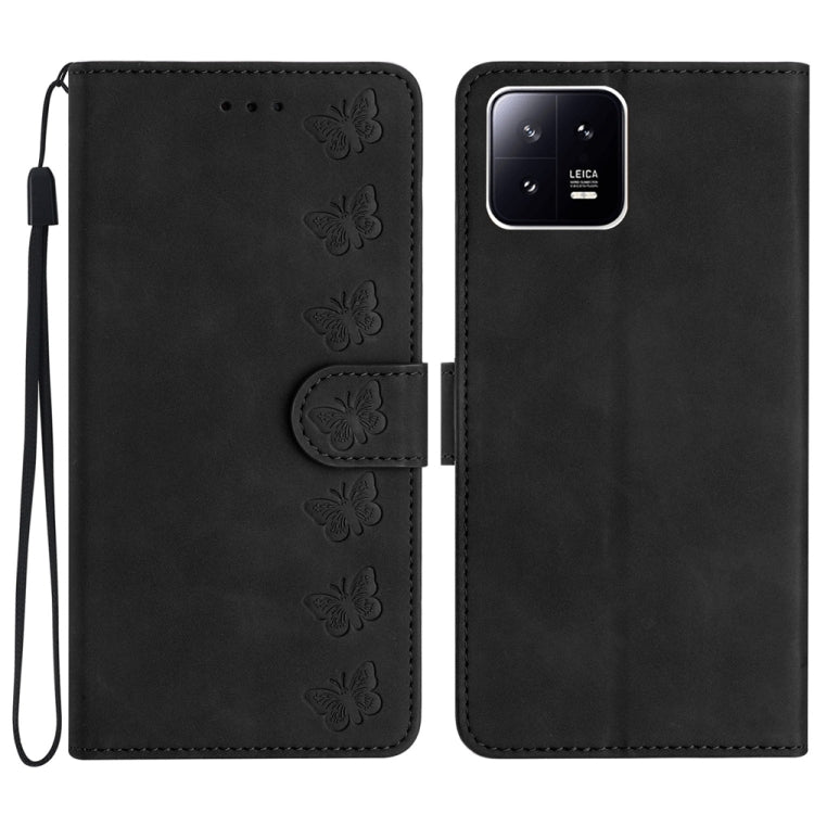 Seven Butterflies Embossed Leather Phone Case, For Xiaomi 13, For Xiaomi 13 Pro, For Xiaomi 13T, For Xiaomi Mi 11 Pro