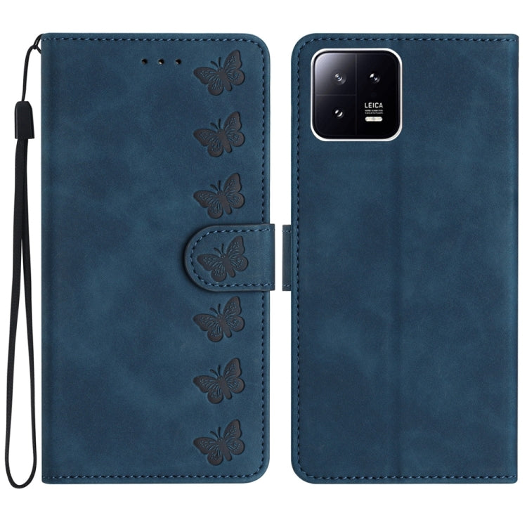 Seven Butterflies Embossed Leather Phone Case, For Xiaomi 13, For Xiaomi 13 Pro, For Xiaomi 13T, For Xiaomi Mi 11 Pro