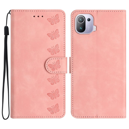 Seven Butterflies Embossed Leather Phone Case, For Xiaomi 11T / 11T Pro, For Xiaomi Redmi 10, For Xiaomi Mi 11 Ultra, For Xiaomi Mi 11 Pro