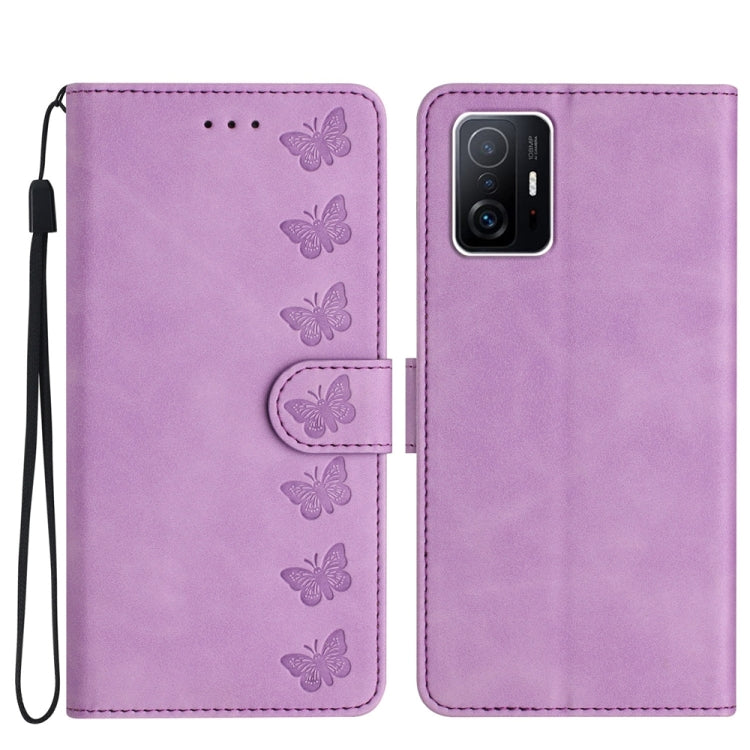 Seven Butterflies Embossed Leather Phone Case, For Xiaomi 11T / 11T Pro, For Xiaomi Redmi 9, For Xiaomi Redmi 9A, For Xiaomi Redmi 9C