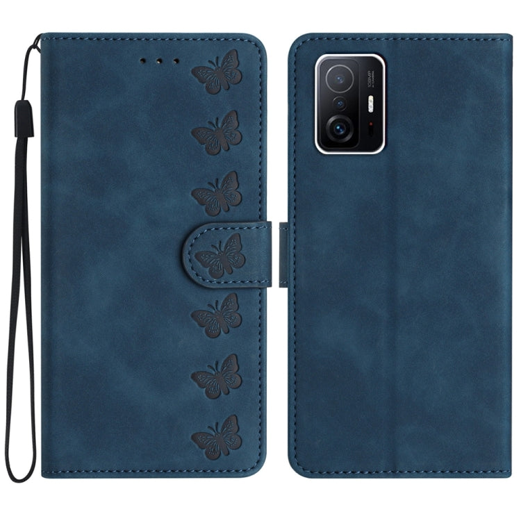 Seven Butterflies Embossed Leather Phone Case, For Xiaomi 11T / 11T Pro, For Xiaomi Redmi 9, For Xiaomi Redmi 9A, For Xiaomi Redmi 9C