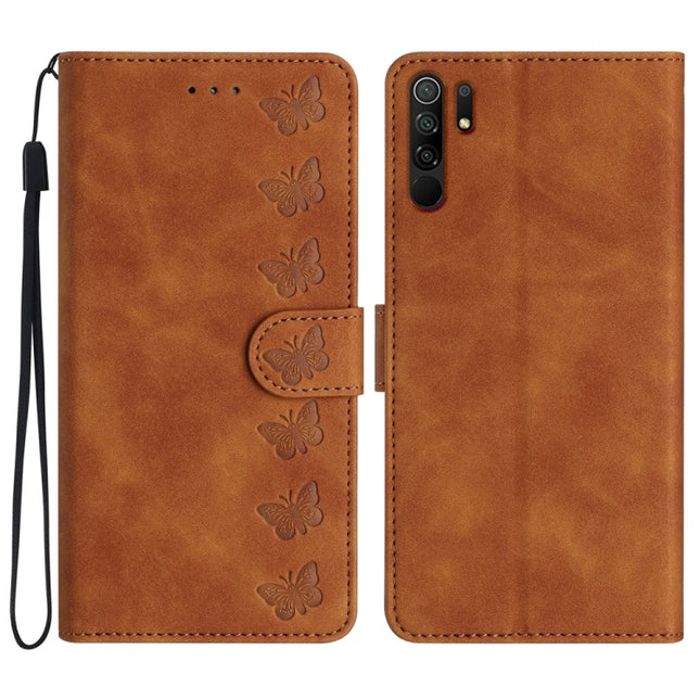 Seven Butterflies Embossed Leather Phone Case, For Xiaomi Redmi 9, For Xiaomi Redmi 9C, For Xiaomi Redmi Note 8T