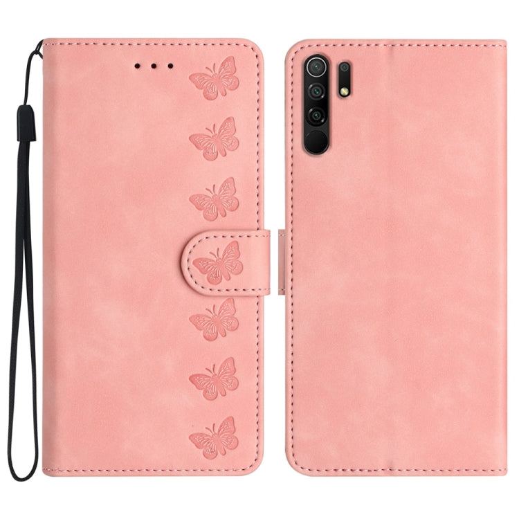 Seven Butterflies Embossed Leather Phone Case, For Xiaomi 11T / 11T Pro, For Xiaomi Redmi 9, For Xiaomi Redmi 9A, For Xiaomi Redmi 9C