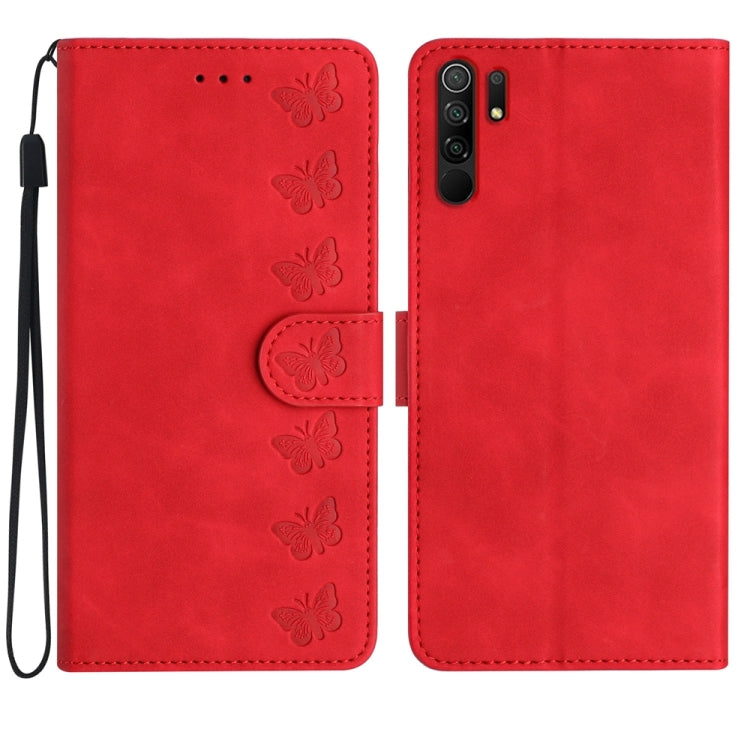Seven Butterflies Embossed Leather Phone Case, For Xiaomi 11T / 11T Pro, For Xiaomi Redmi 9, For Xiaomi Redmi 9A, For Xiaomi Redmi 9C