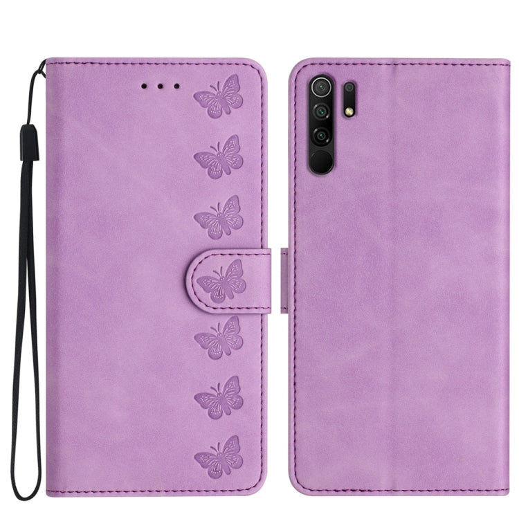 Seven Butterflies Embossed Leather Phone Case, For Xiaomi 11T / 11T Pro, For Xiaomi Redmi 9, For Xiaomi Redmi 9A, For Xiaomi Redmi 9C