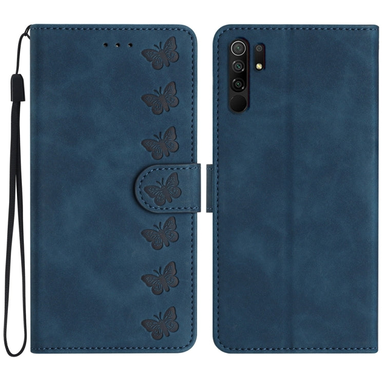 Seven Butterflies Embossed Leather Phone Case, For Xiaomi 11T / 11T Pro, For Xiaomi Redmi 9, For Xiaomi Redmi 9A, For Xiaomi Redmi 9C